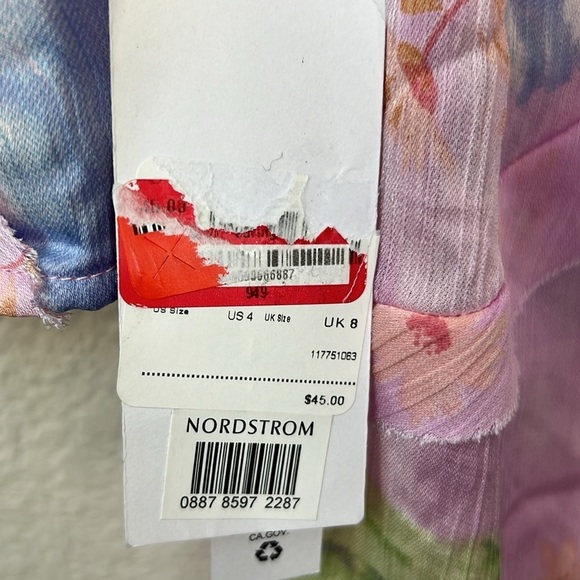 ASOS Design Corset Top With Ruffle Shoulder In Pink Occasion Floral Print Size 4 - Picture 11 of 15